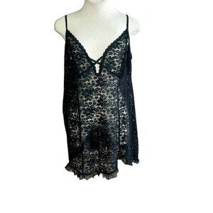 Secret Treasures Black Sheer Lace Babydoll Sexy Chemise Size 2X